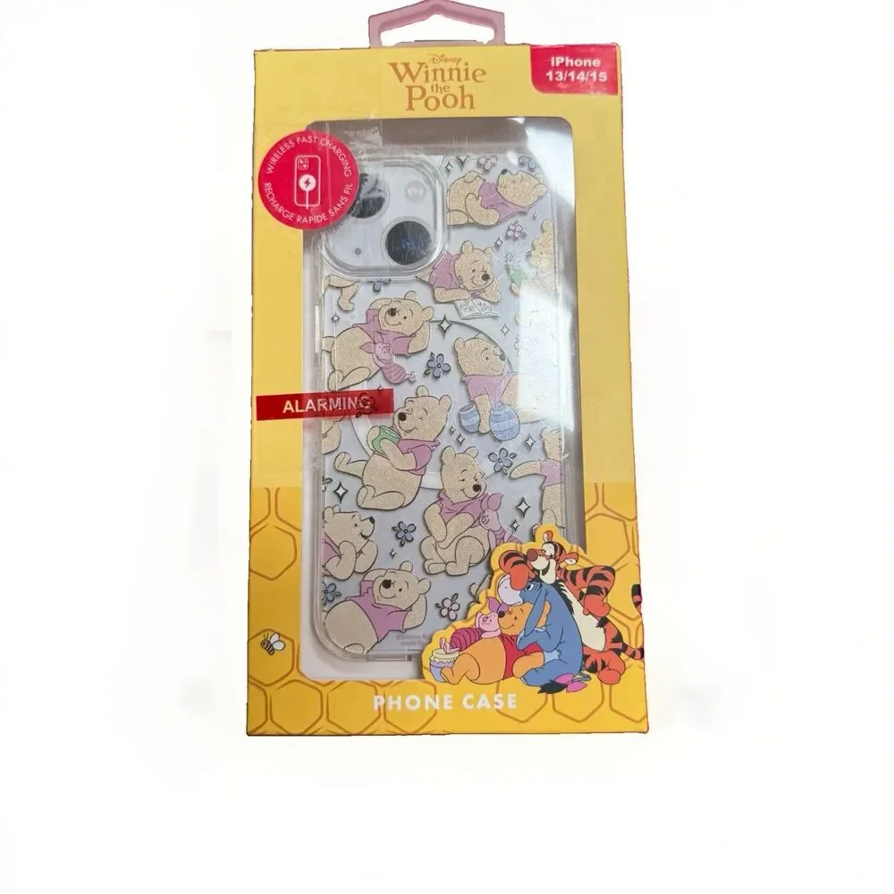 Disney Winnie The Pooh iPhone 13 / 14 / 15 Glitter Phone Case Honeypots Flowers